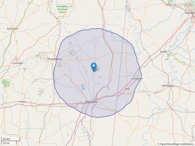WUCL-FM Coverage Map