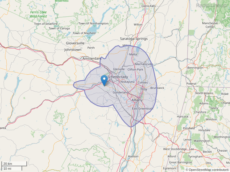 WTRY-FM Coverage Map