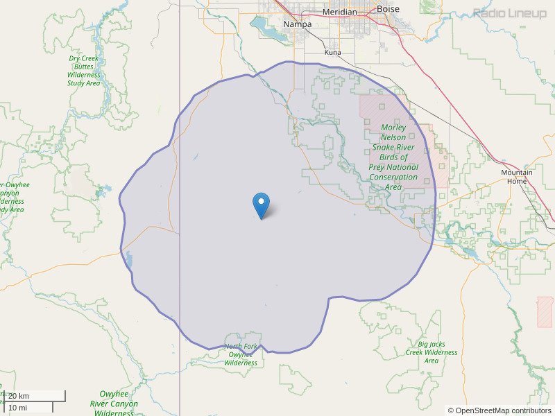 KGCL-FM Coverage Map