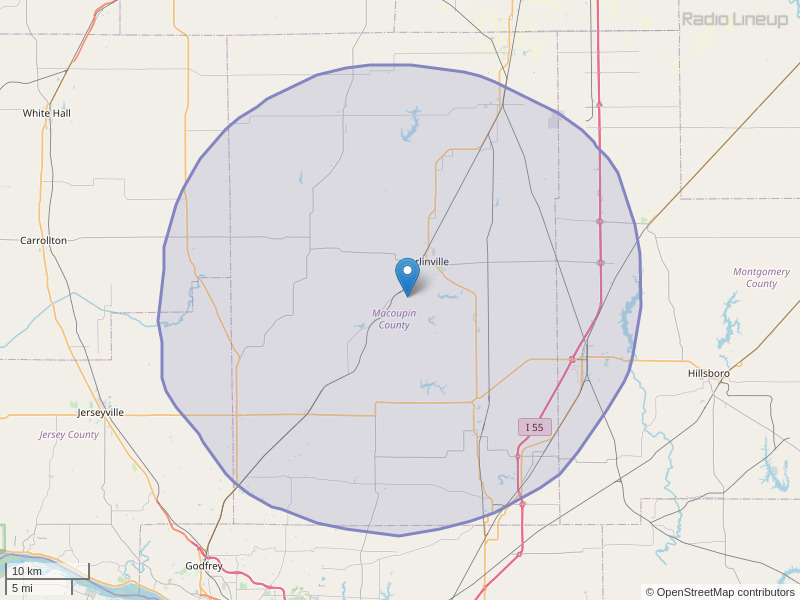 WOLG-FM Coverage Map