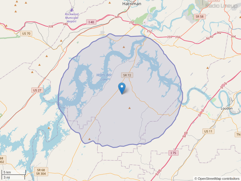 WKTS-FM Coverage Map