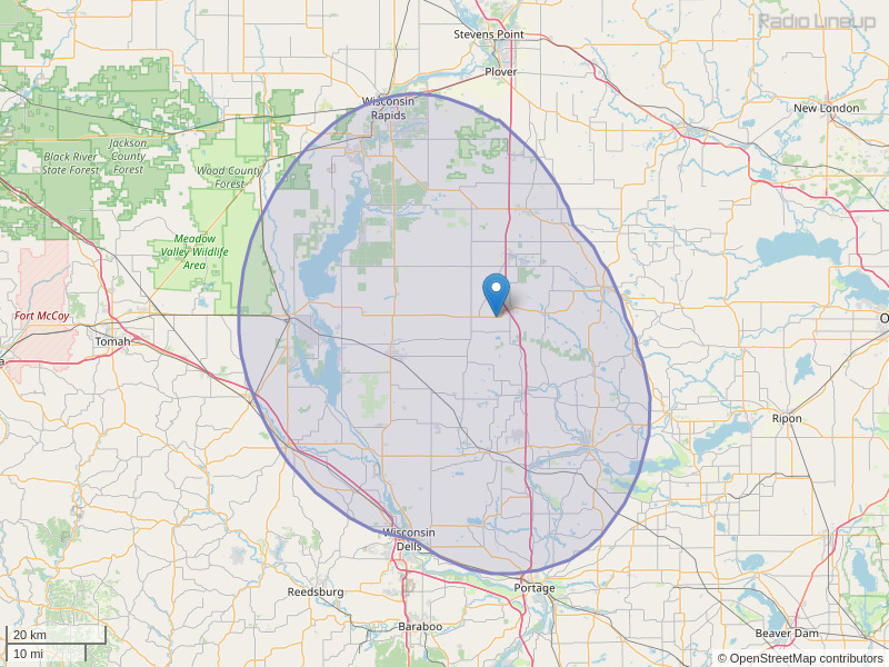 WHAA-FM Coverage Map