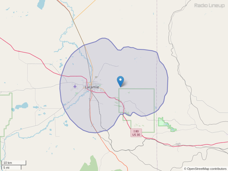 KUWY-FM Coverage Map