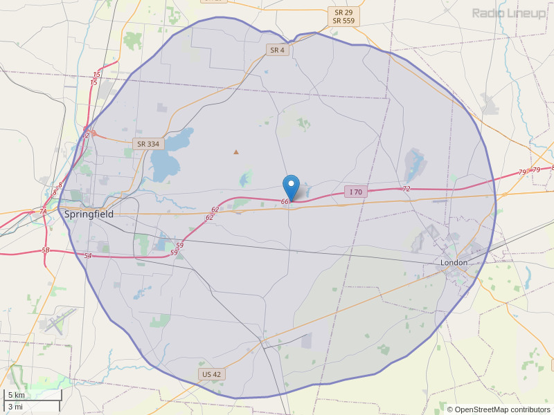 WOAR-FM Coverage Map