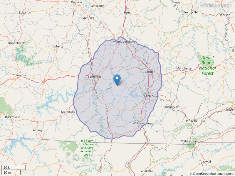 WEKC-FM Coverage Map