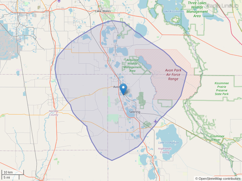 WFLJ-FM Coverage Map