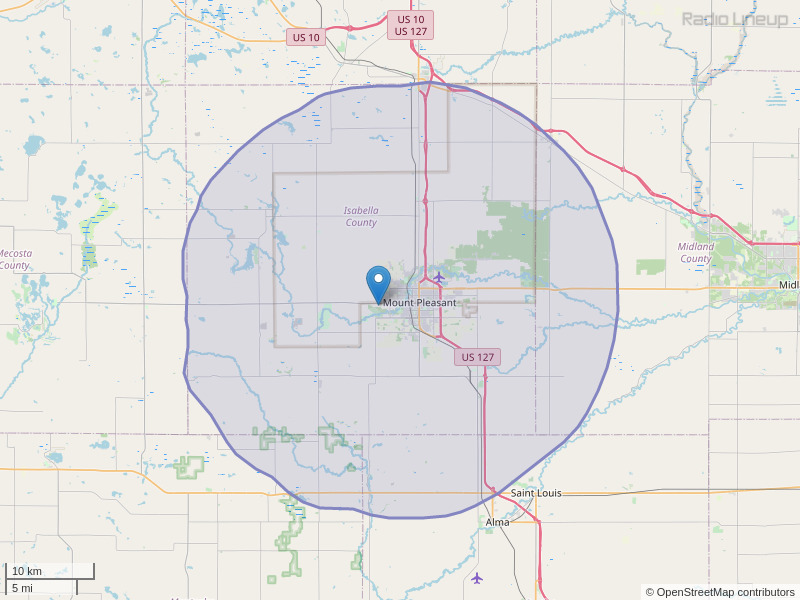 WCZY-FM Coverage Map