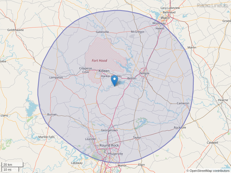KNCT-FM Coverage Map